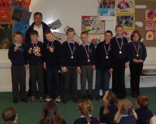 GEOFF CAME TO SCHOOL TO GIVE US ALL MEDALS